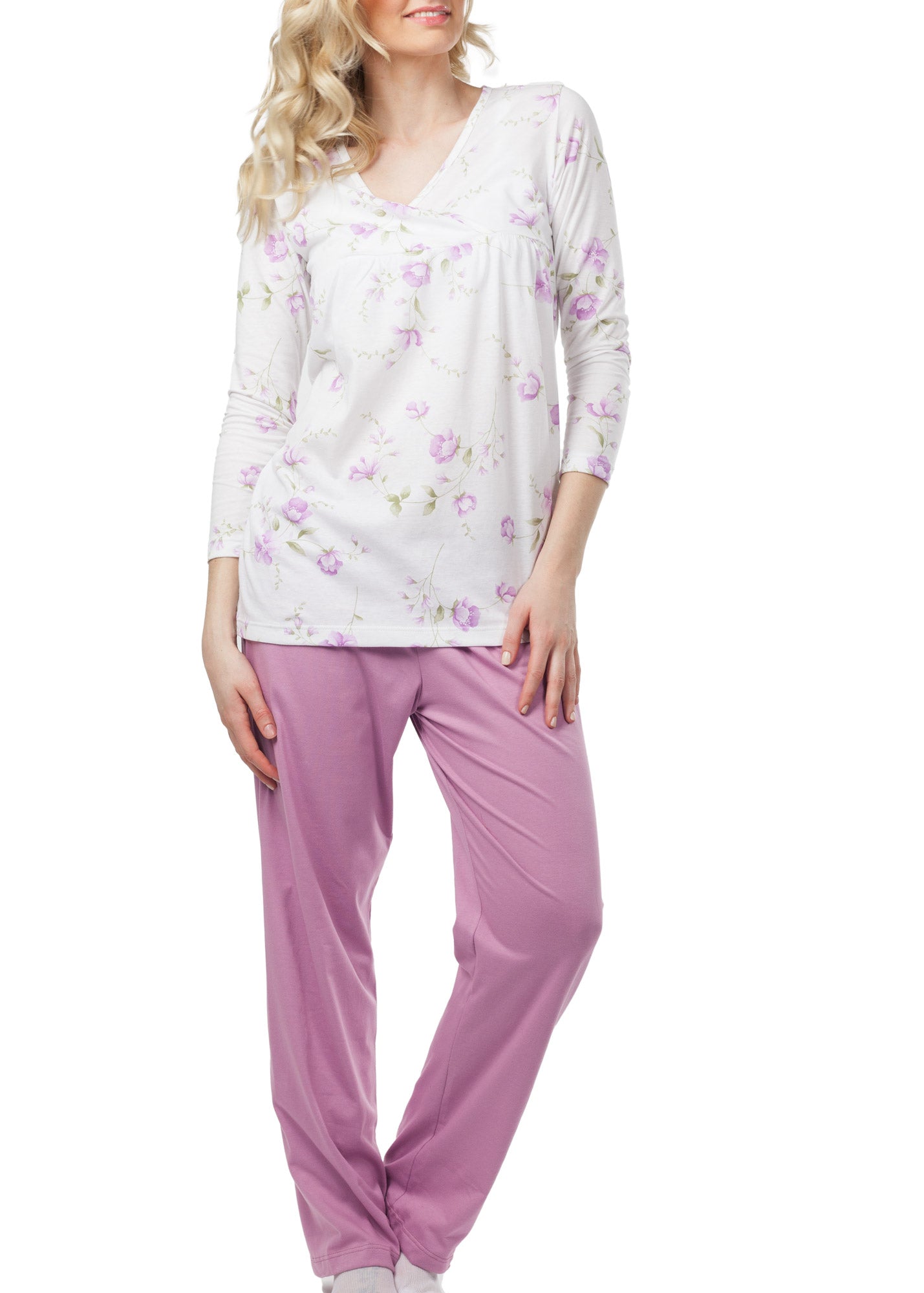 Pink long breastfeeding pajamas – Mysanity