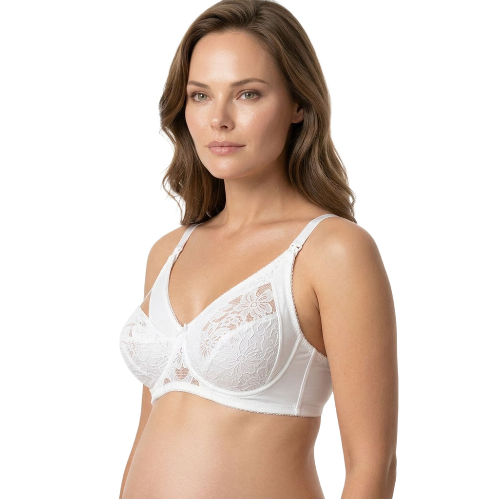 Reggiseno Allattamento con pizzo rebrodè coppa C Bianco