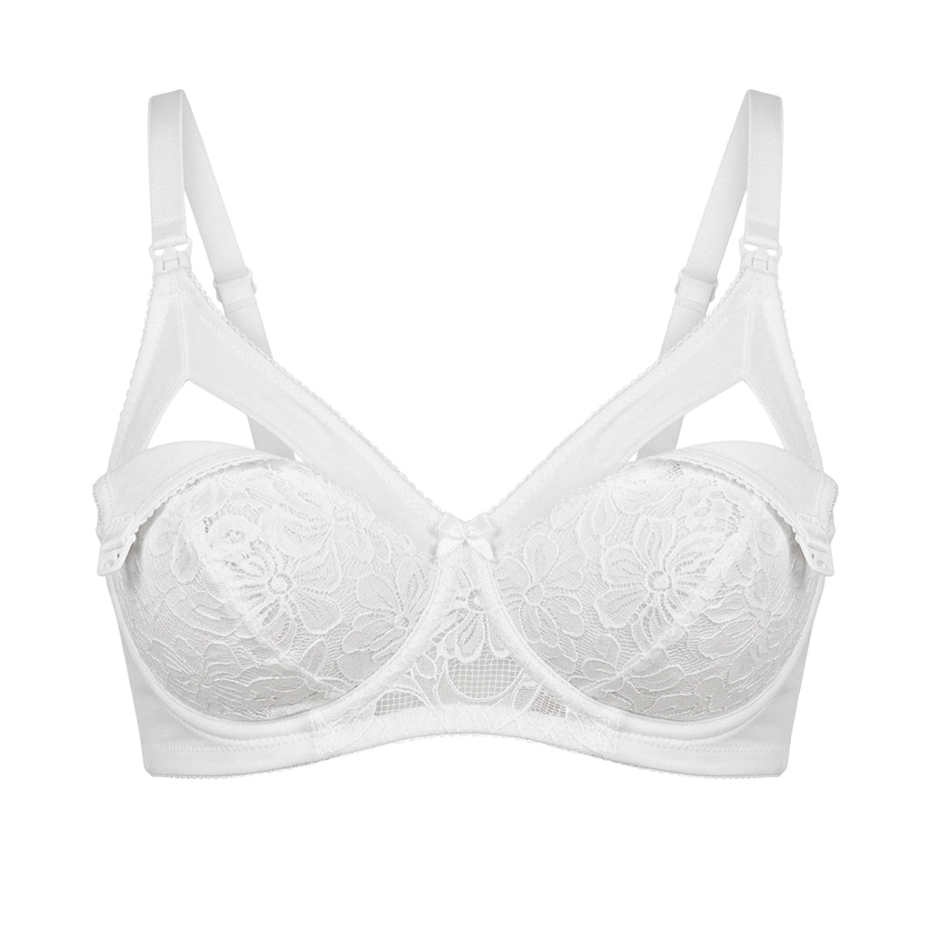 Reggiseno Allattamento con pizzo rebrodè coppa D Bianco