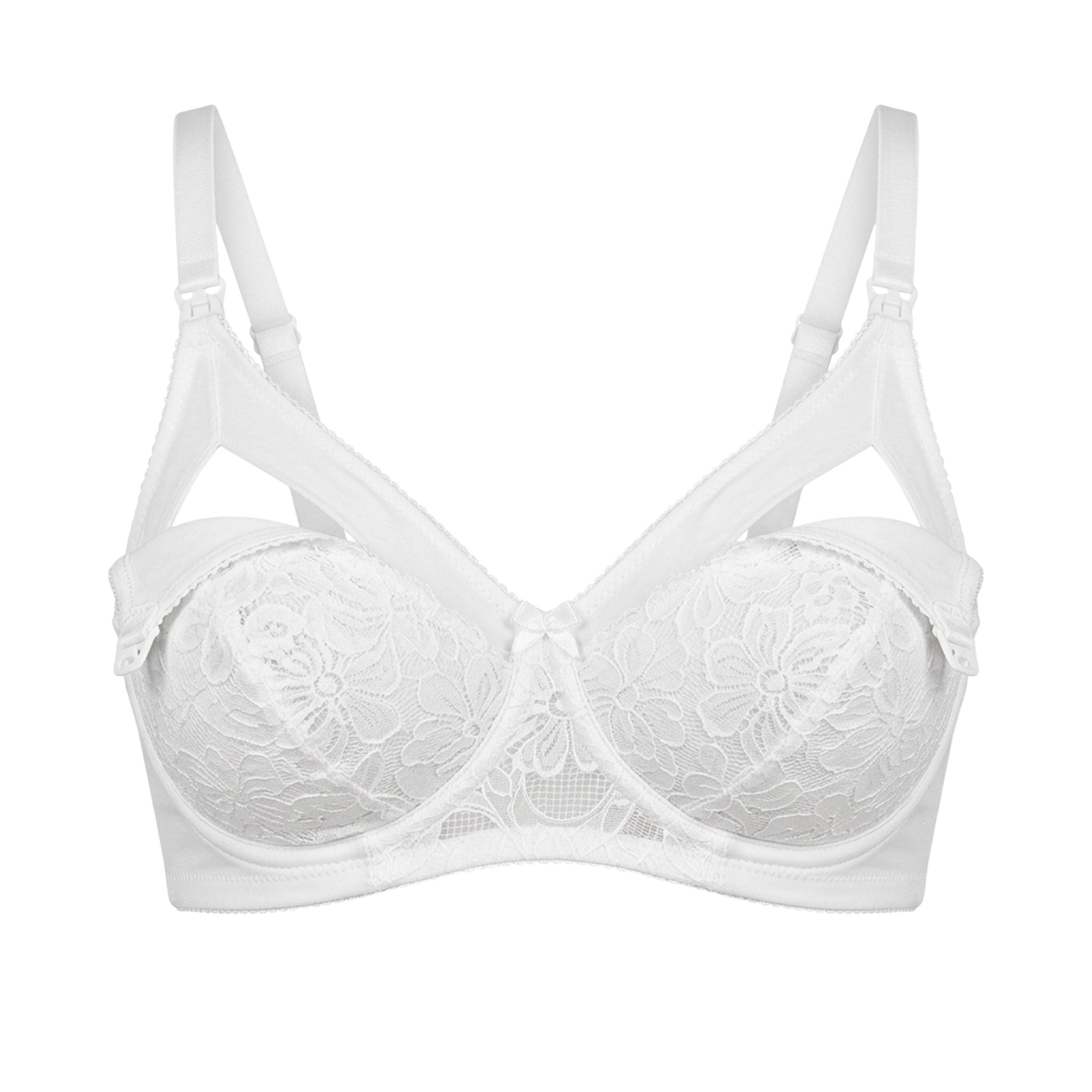 Reggiseno Allattamento con pizzo rebrodè coppa D Bianco