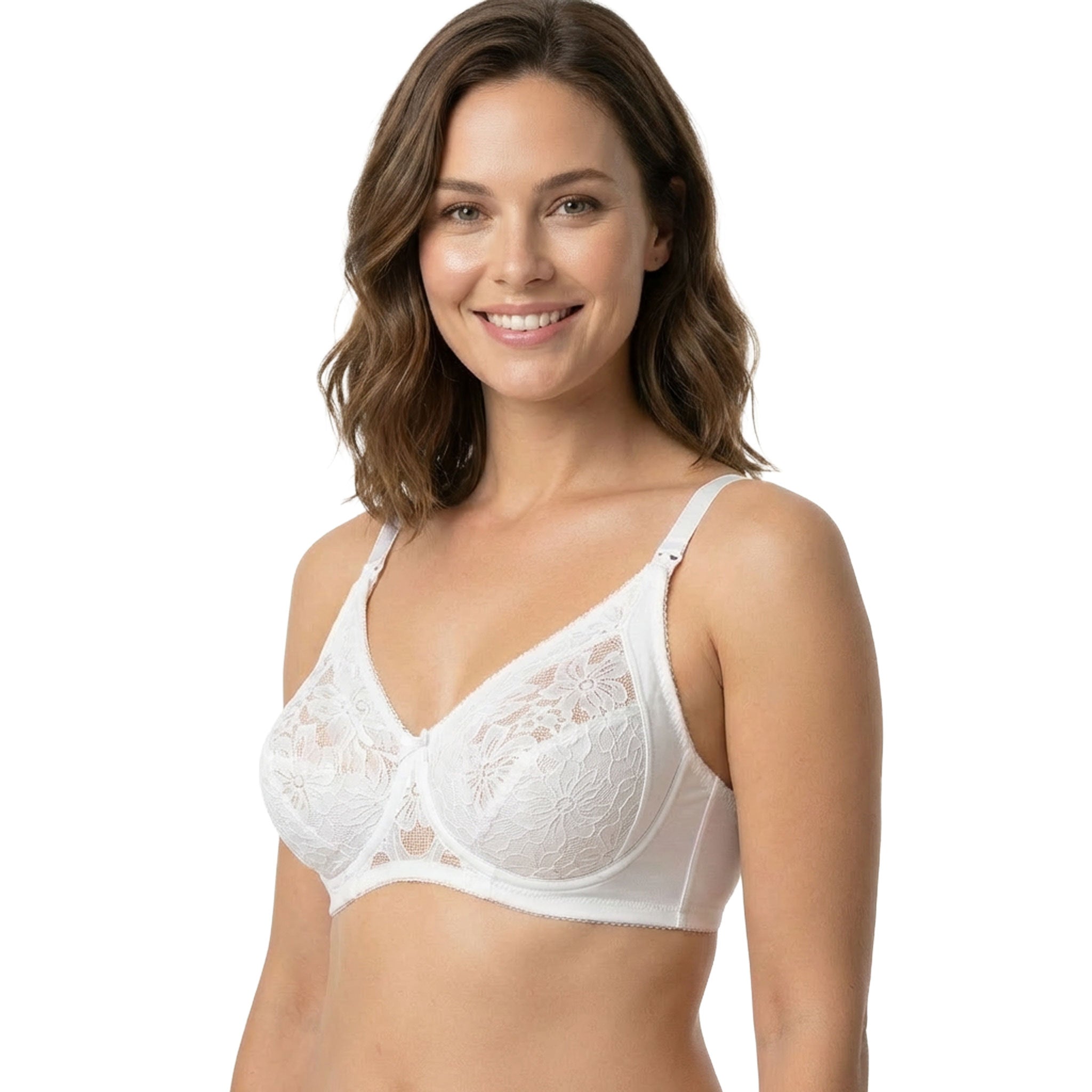 Reggiseno Allattamento con pizzo rebrodè coppa D Bianco