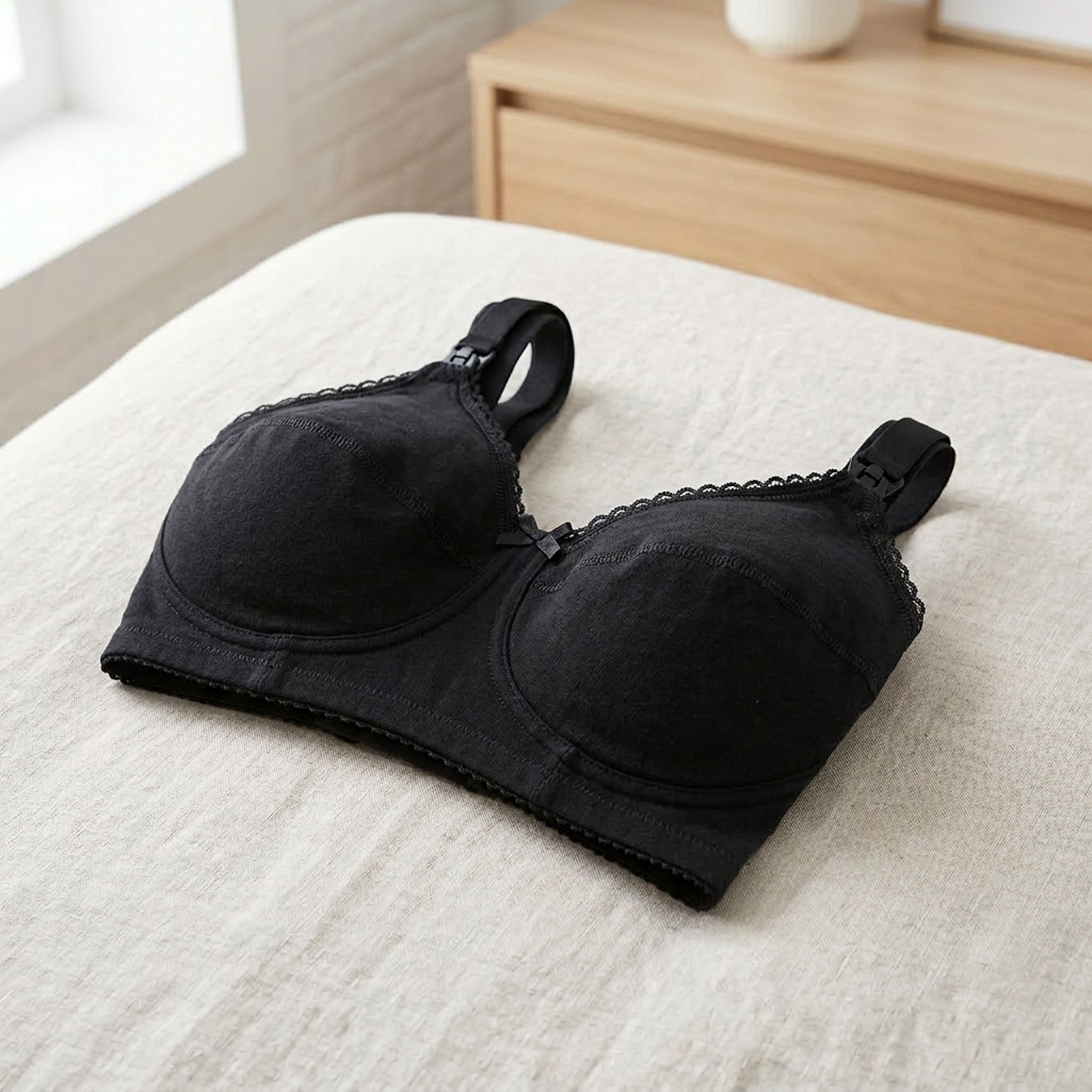 Nursing Bra Cotton C Cup Black