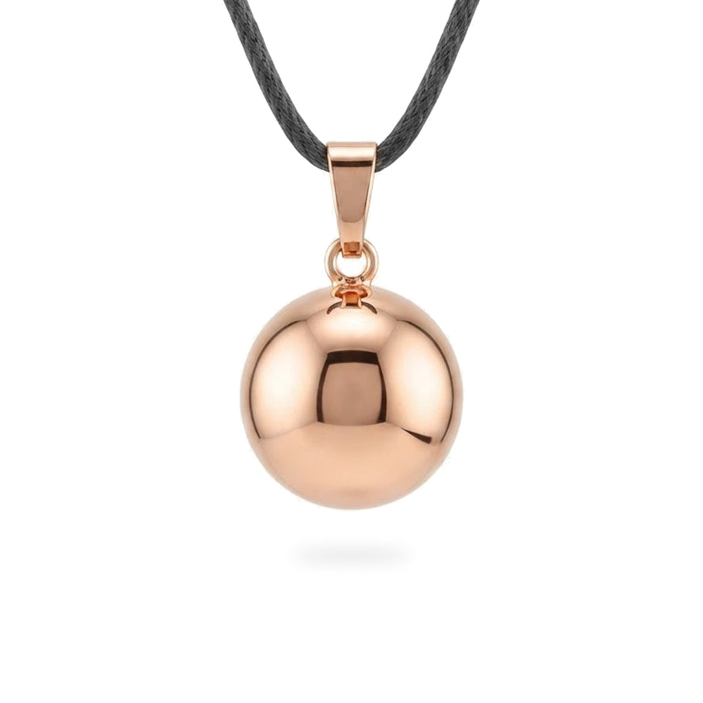 Chiama Angeli MYSANITY oro rosa a spessore con cordino nero e pendente Ø 22 mm