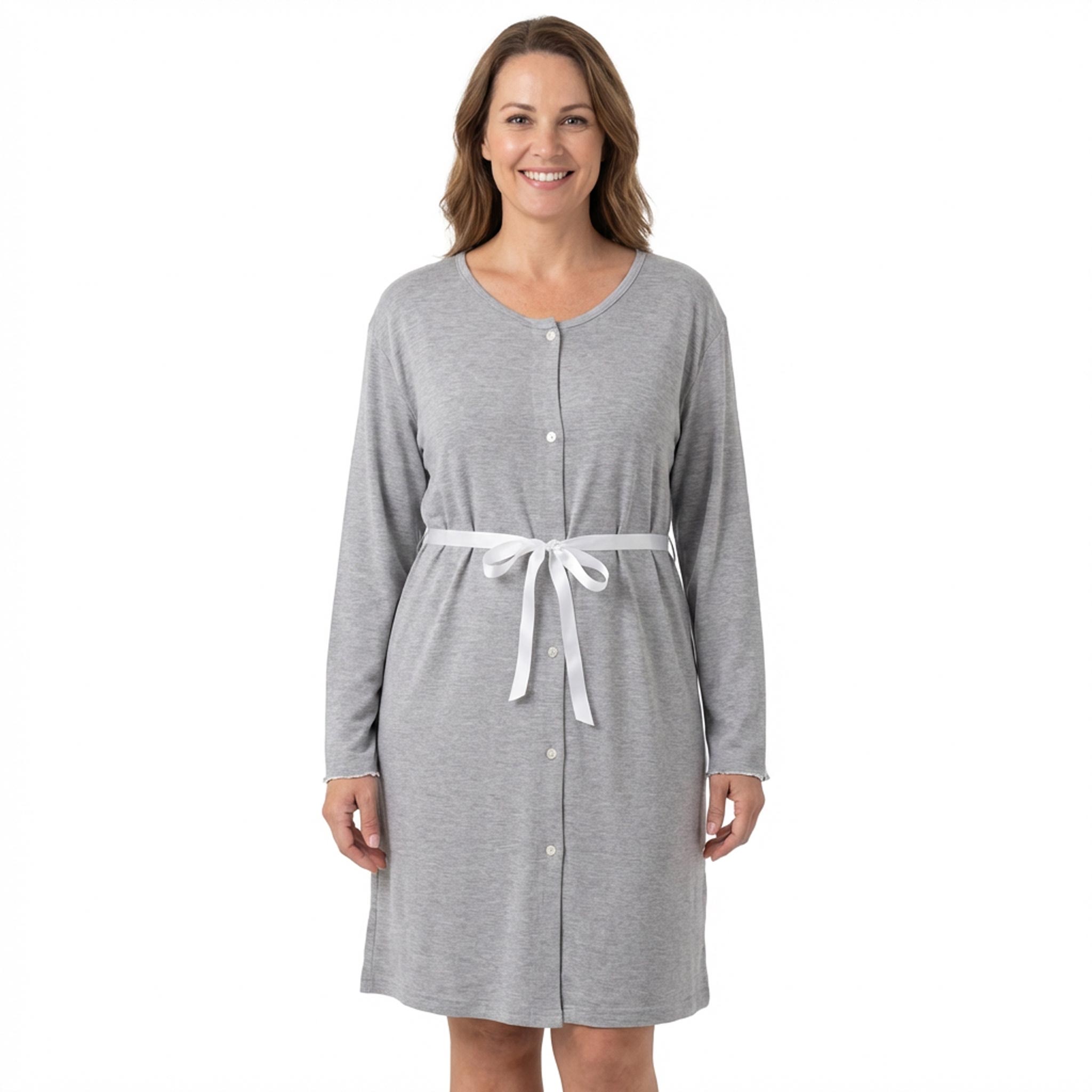 Camicia parto aperta melange maniche lunghe Grigio 1 - MYSANITY