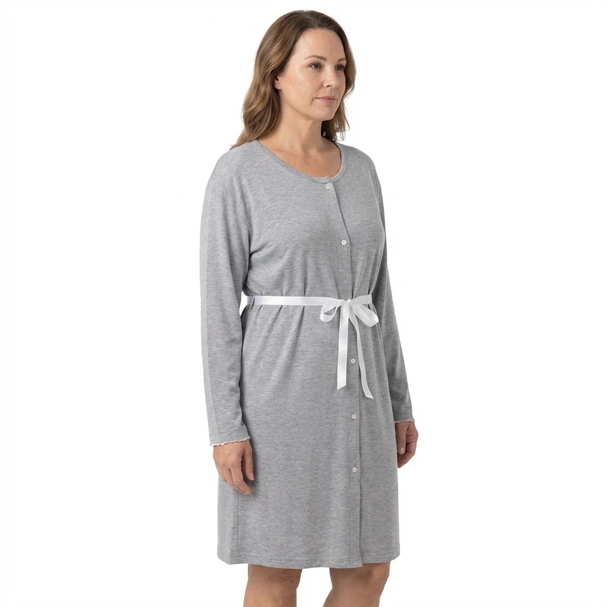 Camicia parto aperta melange maniche lunghe Grigio 3 - MYSANITY