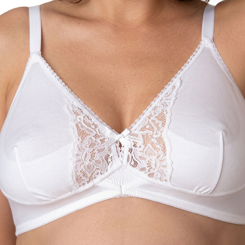 White C Cup Maternity Cotton Bra with Lace