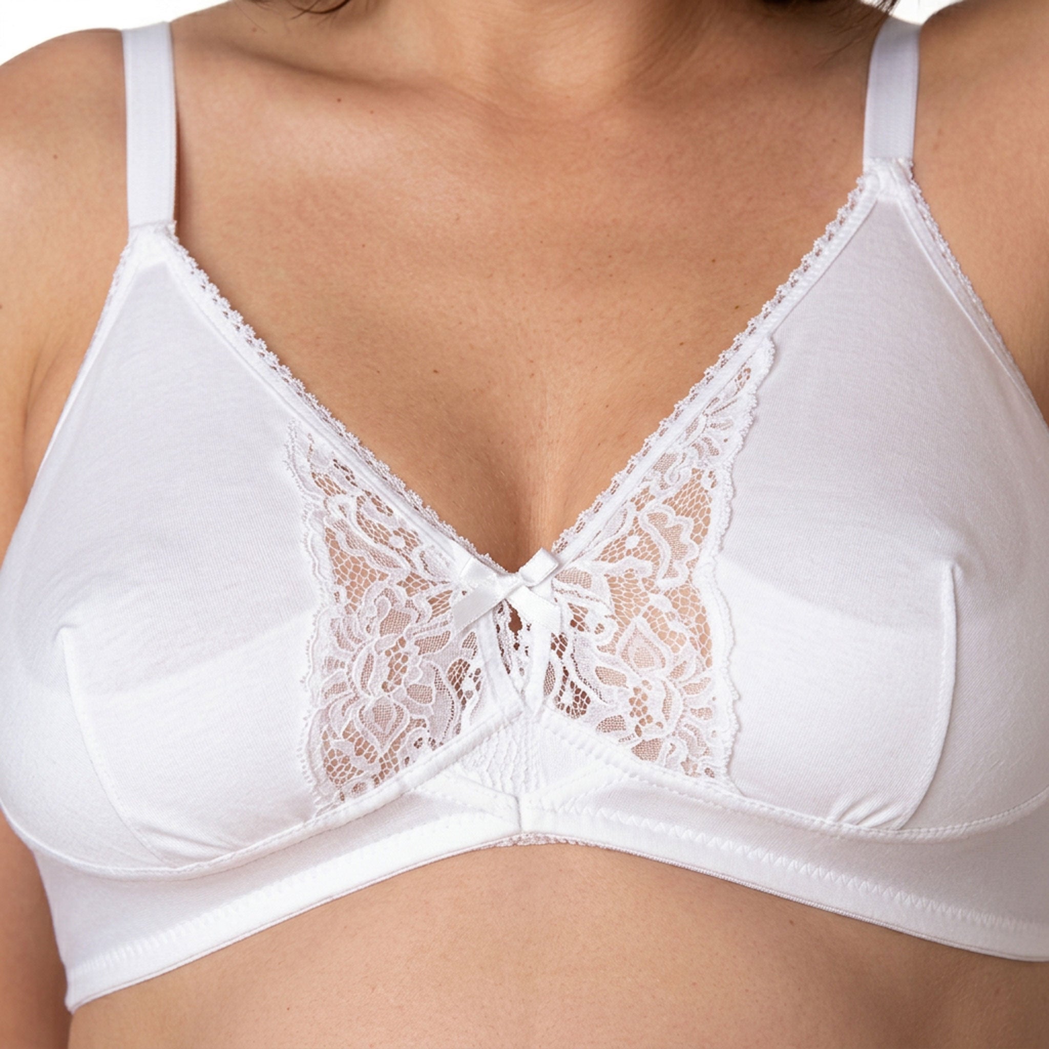 Reggiseno Premaman in Cotone con Pizzo Coppa C Bianco