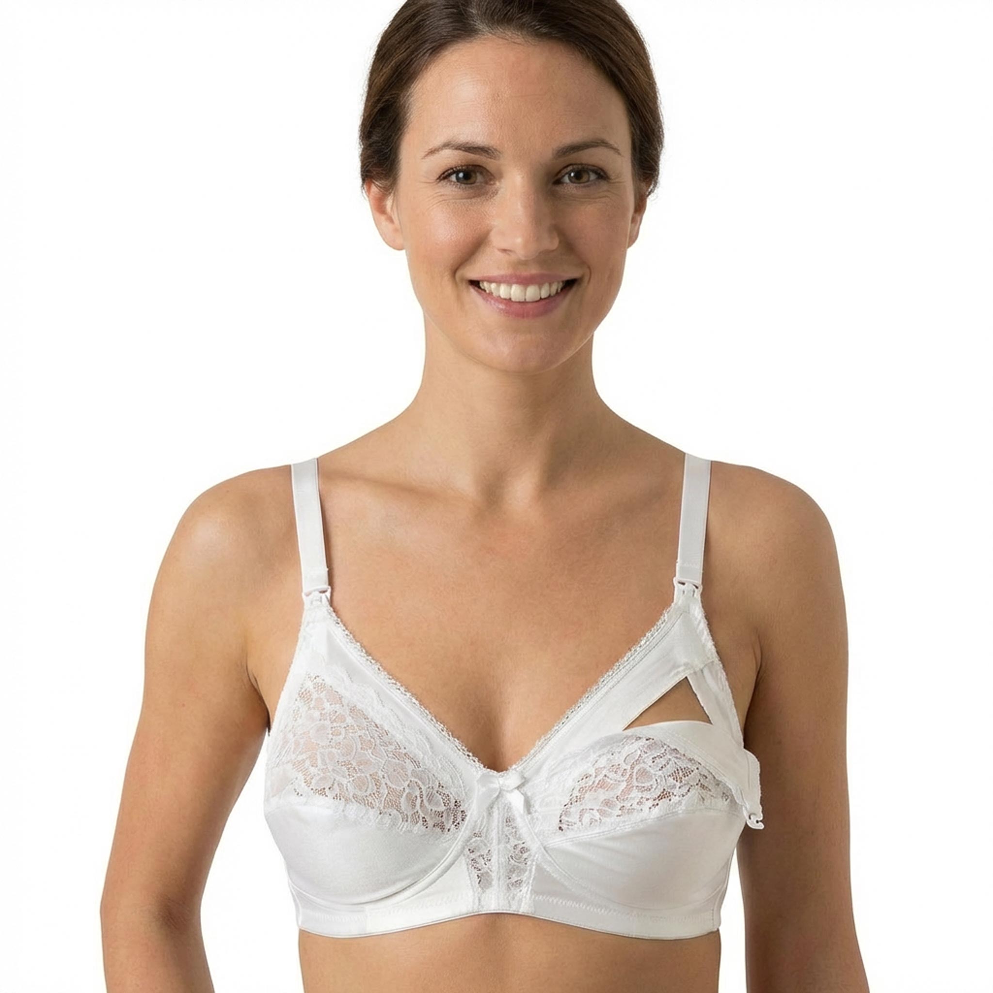 Reggiseno Allattamento in cotone con pizzo coppa C Bianco 1 - MYSANITY