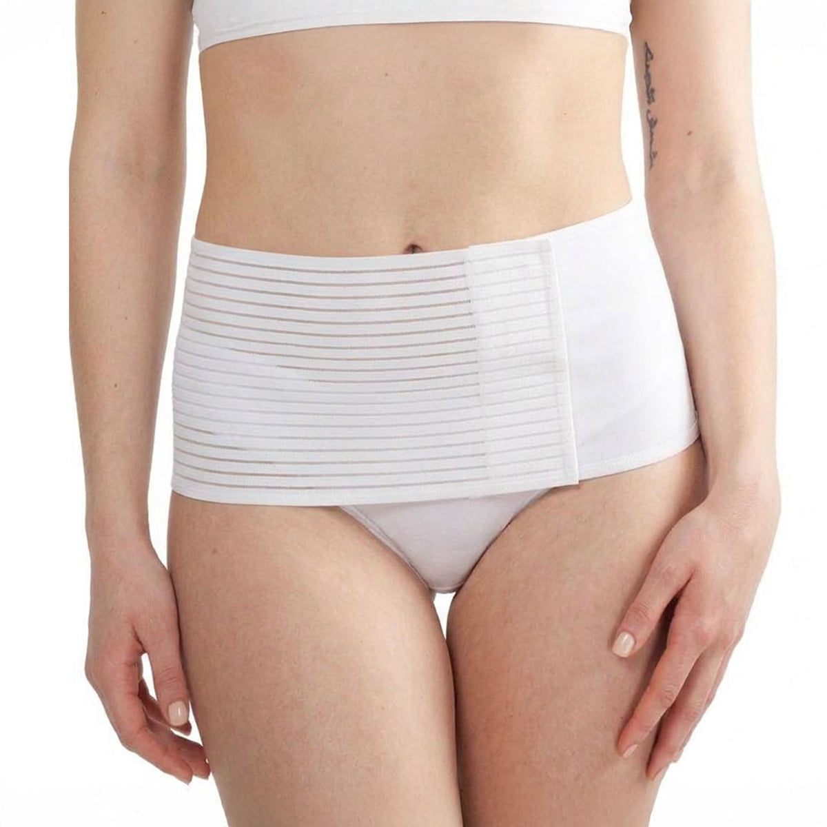 Fascia Post Parto Bassa cm 16 Millerighe Traspirante Bianco - MYSANITY Made in Italy - image 1