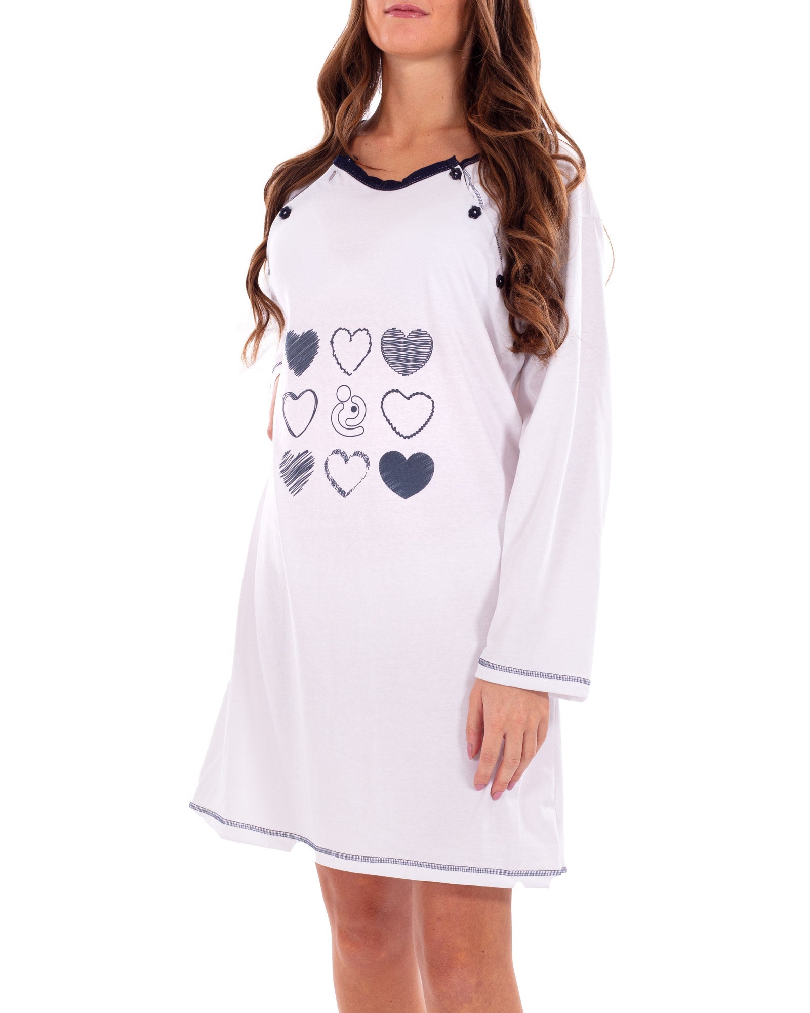 Camicia allattamento doppia apertura manica lunga Bianco 1 - MYSANITY