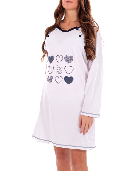 Camicia allattamento doppia apertura manica lunga Bianco 1 - MYSANITY
