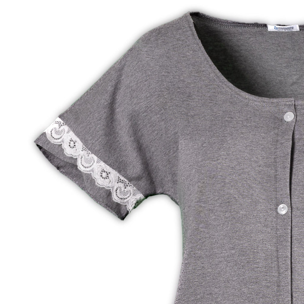 Camicia parto aperta cotone melange con pizzo 2 - MYSANITY