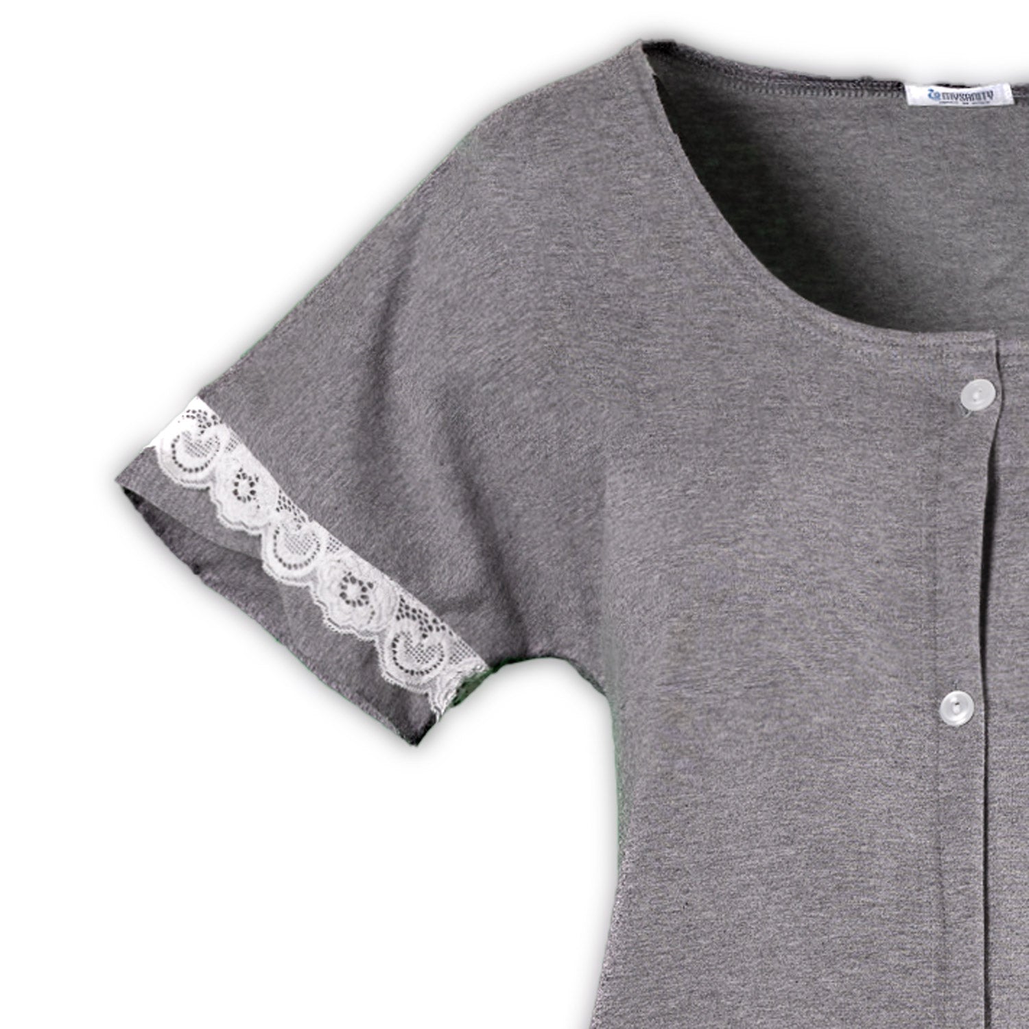 Camicia parto aperta cotone melange con pizzo 2 - MYSANITY