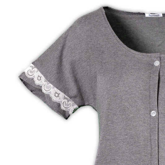 Camicia parto aperta cotone melange con pizzo 2 - MYSANITY