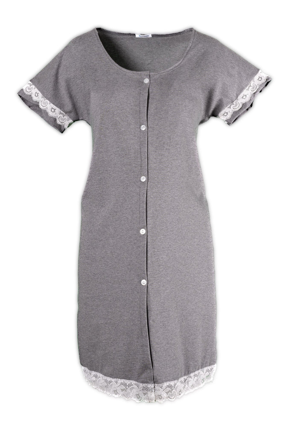 Camicia parto aperta cotone melange con pizzo 1 - MYSANITY