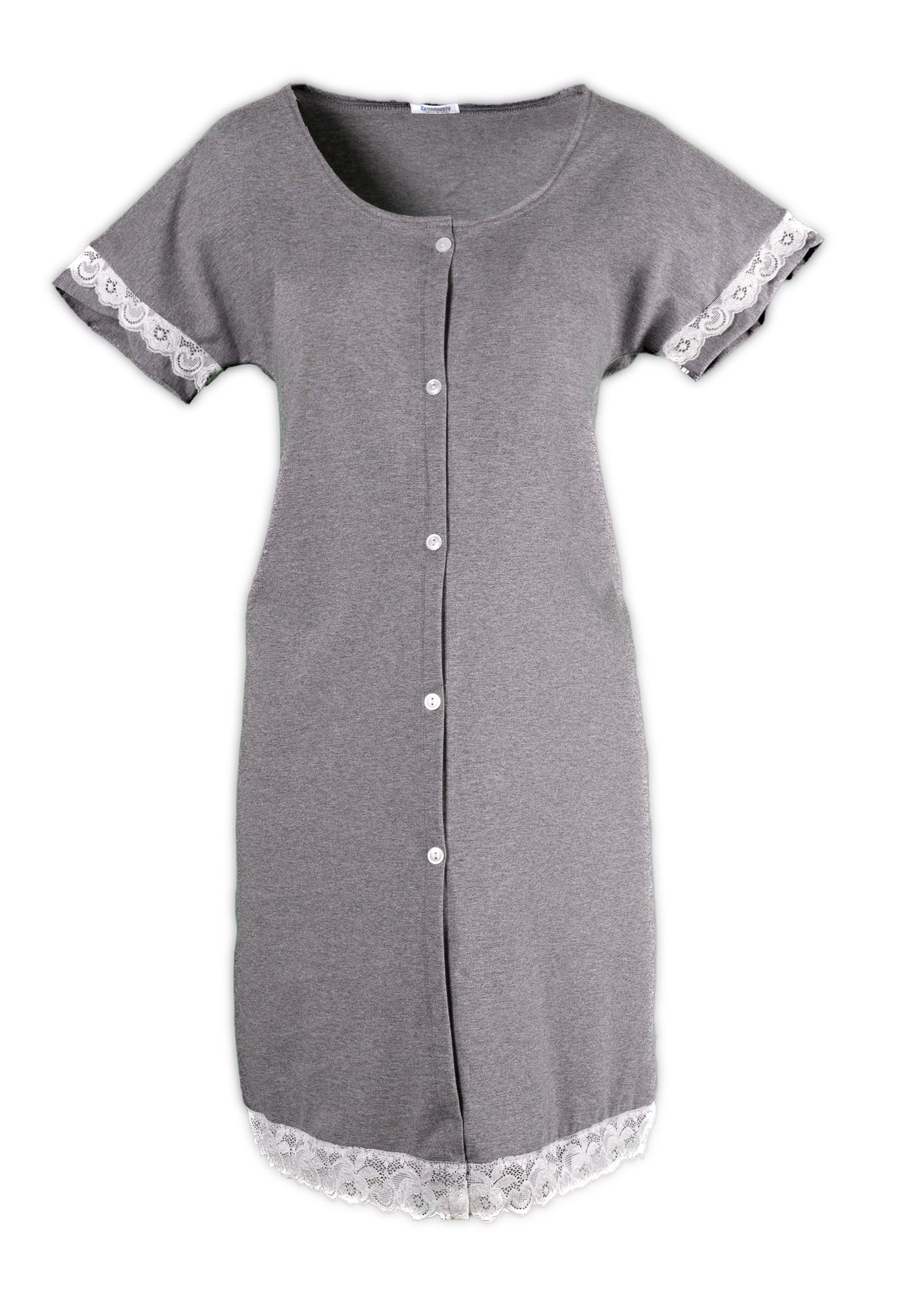 Camicia parto aperta cotone melange con pizzo 1 - MYSANITY