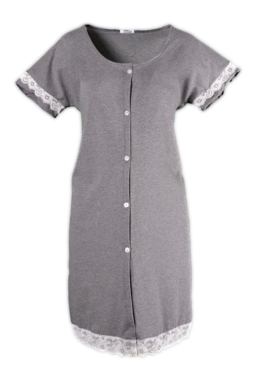 Camicia parto aperta cotone melange con pizzo 1 - MYSANITY