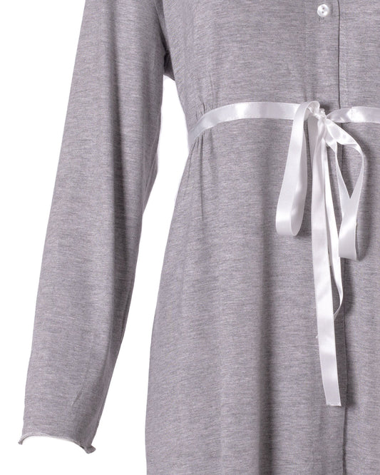Camicia parto aperta melange maniche lunghe Grigio 2 - MYSANITY