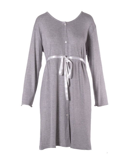 Camicia parto aperta melange maniche lunghe Grigio 1 - MYSANITY