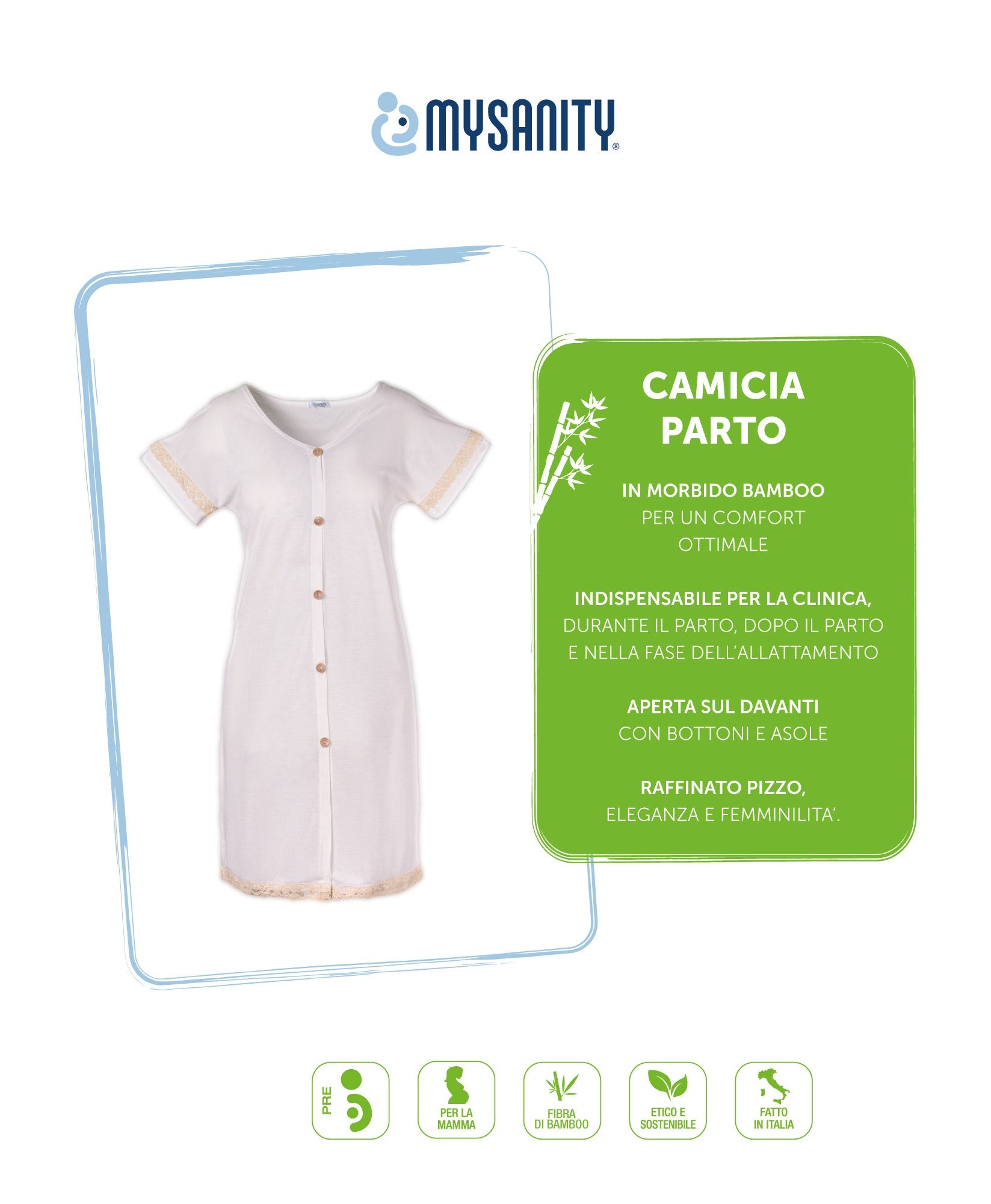 Camicia parto bamboo con pizzo 3 - MYSANITY