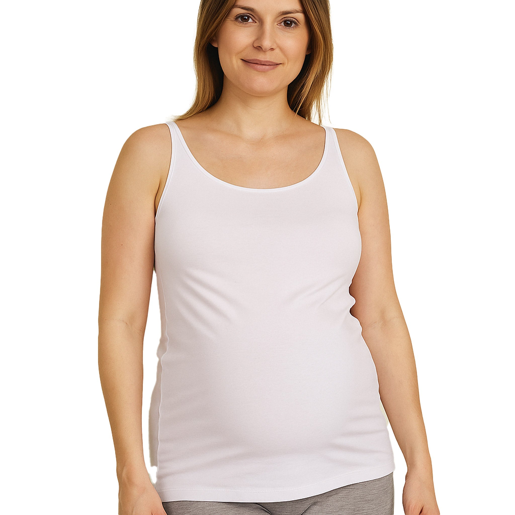 Pacco Da 3 Canotte Premaman GLAMIX In Cotone Ed Elastan - Gilet Basic Senza Maniche Con Lati Increspati