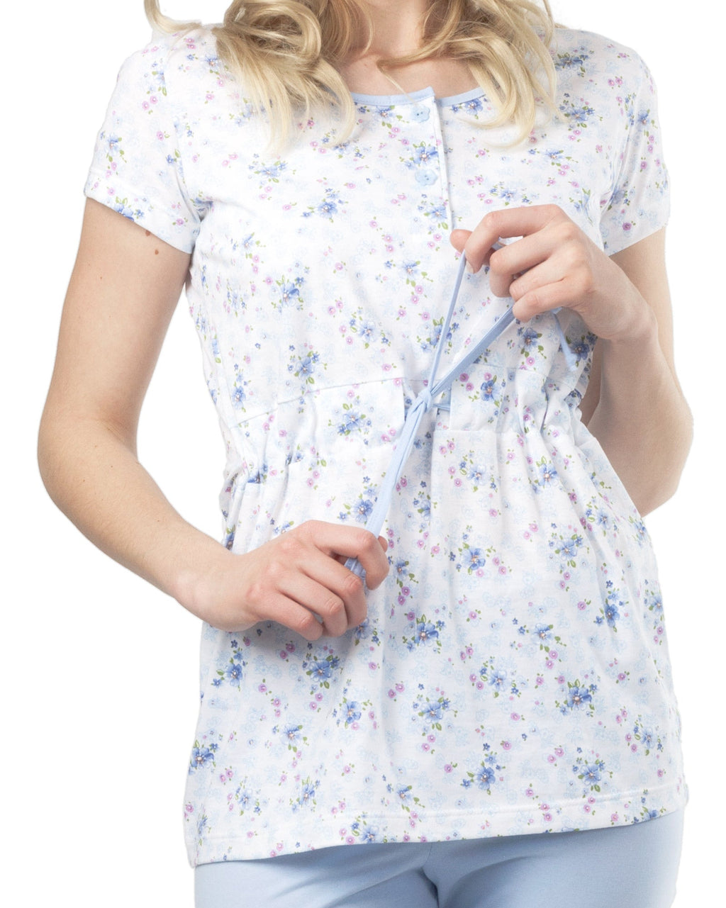 Pigiama allattamento con tunika aperta davanti Azzurro 2 - MYSANITY