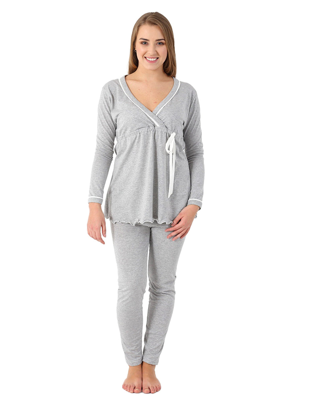 Pigiama Allattamento Cotone Melange Grigio 3 - MYSANITY