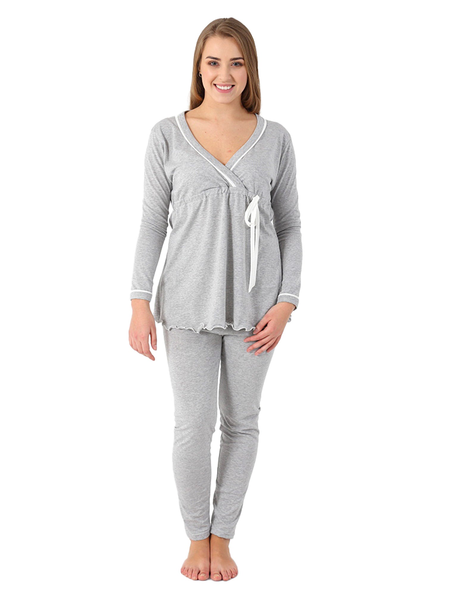Pigiama Allattamento Cotone Melange Grigio 3 - MYSANITY