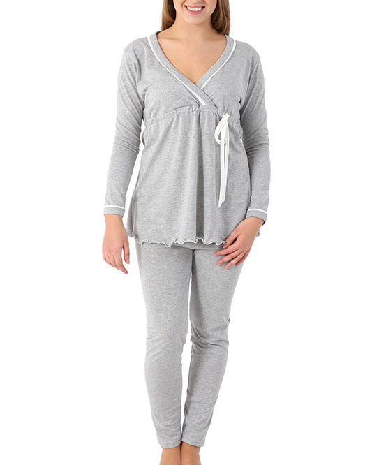 Pigiama Allattamento Cotone Melange Grigio 1 - MYSANITY