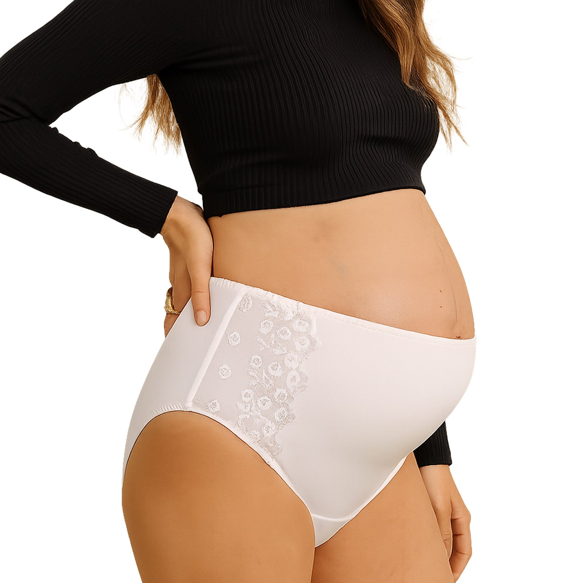 Slip Premaman Vita Alta in Tulle Ricamato Bianco 1 - MYSANITY