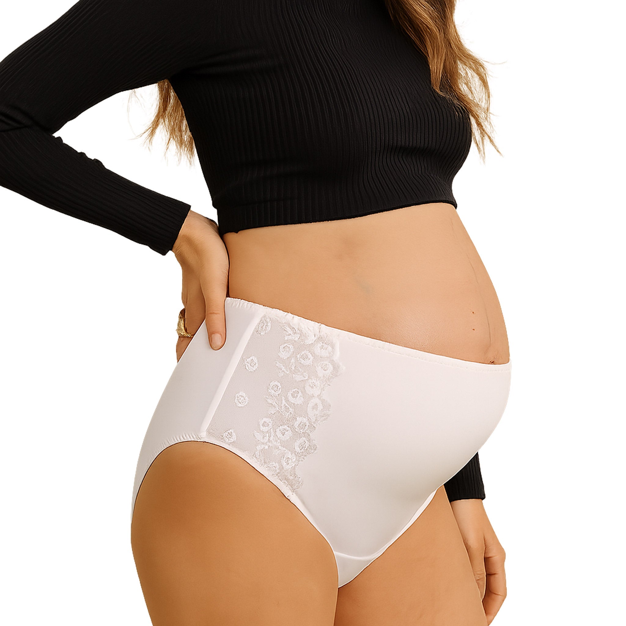 Slip Premaman Vita Alta in Tulle Ricamato Bianco 1 - MYSANITY